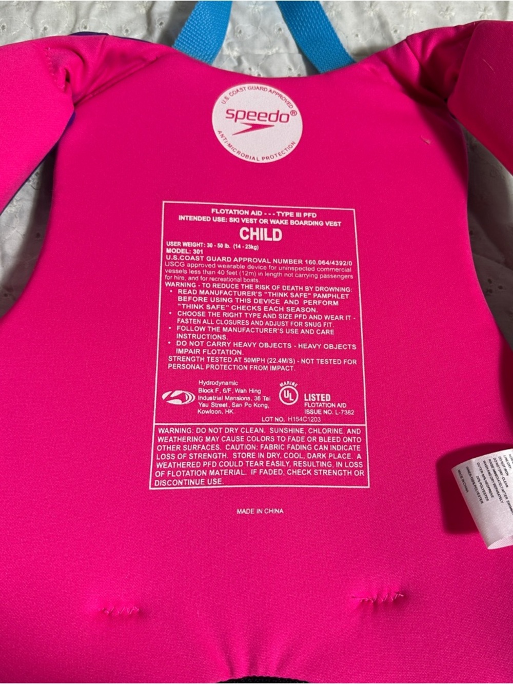 Speedo Bright Pink Child Life Vest Jacket - Picture 3 of 3